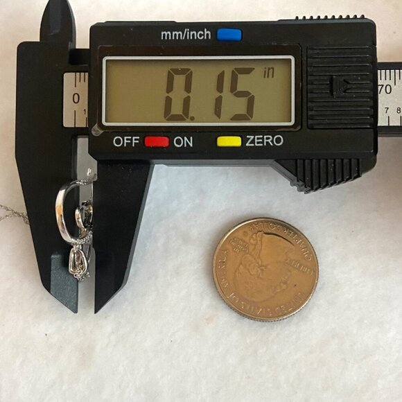 Sterling Silver 925 0.15 CTTW Diamond Heart In Heart Pendant Necklace 18" Chain - Picture 16 of 16